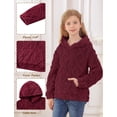thumbnail image 5 of Lollipie Girls Fuzzy Fleece Hoodies Sweater Cable Knit Warm Sherpa Pullover Sweatshirt with Pockets 6-13 Years, 5 of 7