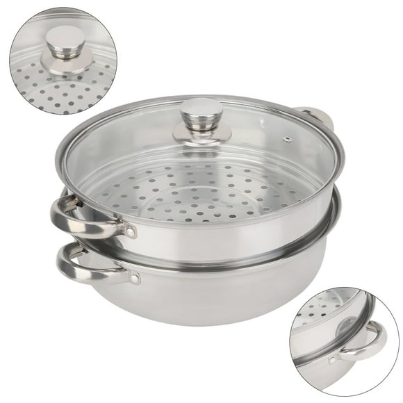 Olla de vapor de 7 cm/11 pulgadas Utensilios de cocina de acero inoxidable Vaporizador de 2 capas con olla con tapa Olla de vapor de caldera doble Olla de vapor Ecomeon no