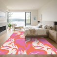 thumbnail image 3 of ODIKA 4'x6' Machine Washable Non-Slip Area Rug, Striped Feline Motif with Flowing Curves and Bold Contrast High Traffic Rug with Pad, Pink, 909904, 3 of 8