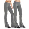 thumbnail image 5 of Gilbins Womens Fold Over Waistband Stretchy Cotton Blend Yoga Pants with A Wide Flare Leg 2 Pack, 5 of 6