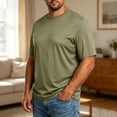 thumbnail image 5 of Zimjoy Big and Tall Men's Tee Shirts L-5XL Crew Neck Short Sleeve T Shirt Relaxed Fit Basic Casual Everyday Tee Army Green 4XL, 5 of 6