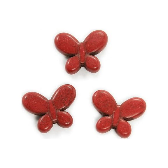 20x25mm Pack Of 6 Red Howlite Carved Small Butterfly Beads Genuine Gemstone Natural Jewelry Making