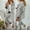 White, variant on ZEHJUHAN Women's 2-Piece Suit Set Long Sleeve Blazer & Pants Plaid Office Wear with Pockets Drawstring Waist White,S