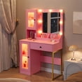 thumbnail image 4 of Makeup Vanity Desk with LED Mirror, Charging Station, Storage Drawers & Cabinets for Bedroom, 4 of 8