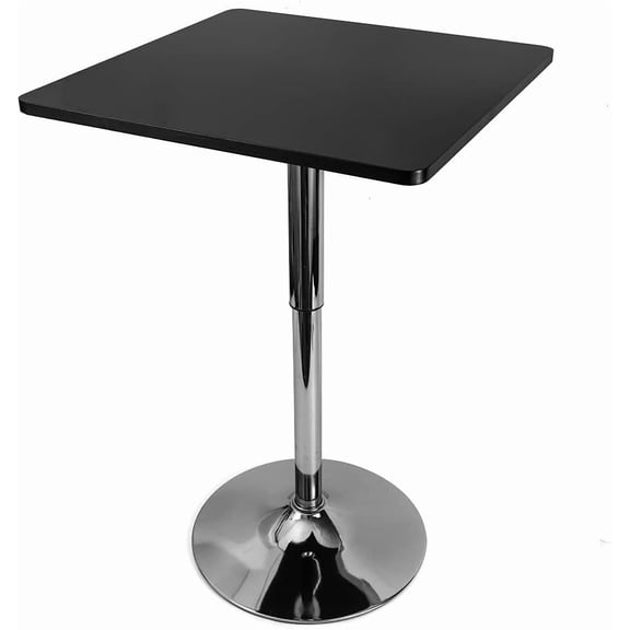 DNYSYSJ Bar Table 360° Swivel Bistro Bar High Top Table Adjustable Square Pub Table, Black, 1-Pack