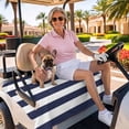 thumbnail image 3 of Golf Cart Seat Covers for 2 Seater, Blue Stripes Soft Microfiber Cart Seat Towel Blanket, Simple Blue White Texture Absorbent Breathable Non Slip Bench Seats Protector for Golf Course 51"x31", 3 of 9