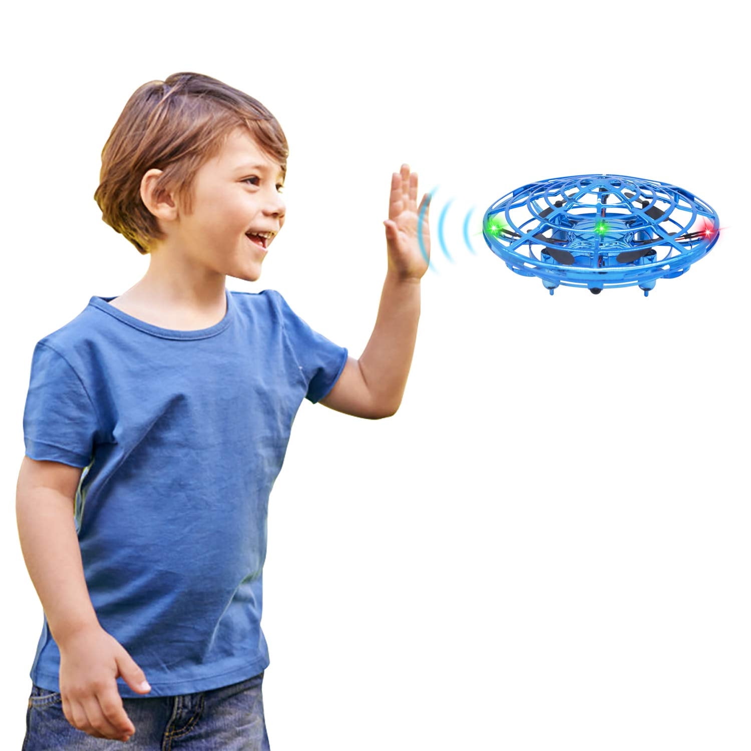 SHWD Drones for Kids UFO Drone Mini Kids Drone with Led Lights Hand Operated Child Drones Flying Ball Drone Toy 360 Rotating Helicopter for Boys Girls Adult Outdoor Indoor 