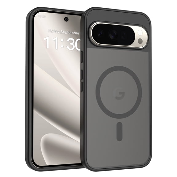 Magnetic for Google Pixel 11 Case, Compatible with MagSafe, Drop Protection, Ultra Slim Translucent Matte Shockproof Lightweight Phone Cover, Black