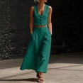 thumbnail image 4 of Sheghy Pajamas for Women Set 100%Cotton Women Loose Pocket Solid Sleeveless Vest V-Neck Button Top & Pants 2 Piece Outfit, 4 of 7