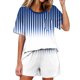 thumbnail image 1 of Conjunto de pijama de mujer de moda de color sólido de manga corta cuello redondo y pantalones con poliéster suave, desgaste de casa transpirable para verano diario, 1 of 9