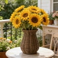 thumbnail image 5 of Handwoven Rattan Vase, 5.71 x 4.72 Inches Imitation Wicker Flower Vase, Decorative Basket Vase for Home Decor (Brown), 5 of 9