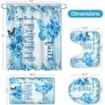 thumbnail image 6 of 4 Pcs Teal Butterfly Inspirational Quotes Shower Curtain Set with Rugs and Toilet Lid Cover, Colorful Boho Waterproof Fabric Bathroom Set, Bible Verse Floral Bathroom Decor Set Accessories, 6 of 6