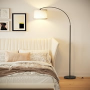 SUNMORY 75″ Arc/Arched Floor Lamp, Modern Floor Lamp with 9w LED Bulb & 3 Color Temperature, Tall Standing Lamps with Hanging Linen Drum Shade & Weighted Base for Bedroom, Living Room, Study Room