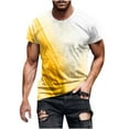 thumbnail image 2 of Penkiiy T Shirts for Men Casual Shorts Sleeves Round Neck Pullover 3D Digital Printing Sports Fitness Blouse Plus Size Tops 4XL Yellow, 2 of 5