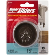 Super Sliders.  Size 1 3/4" Round Furniture Caster Cup Vinyl for Carpet. Brown, 4 Pack