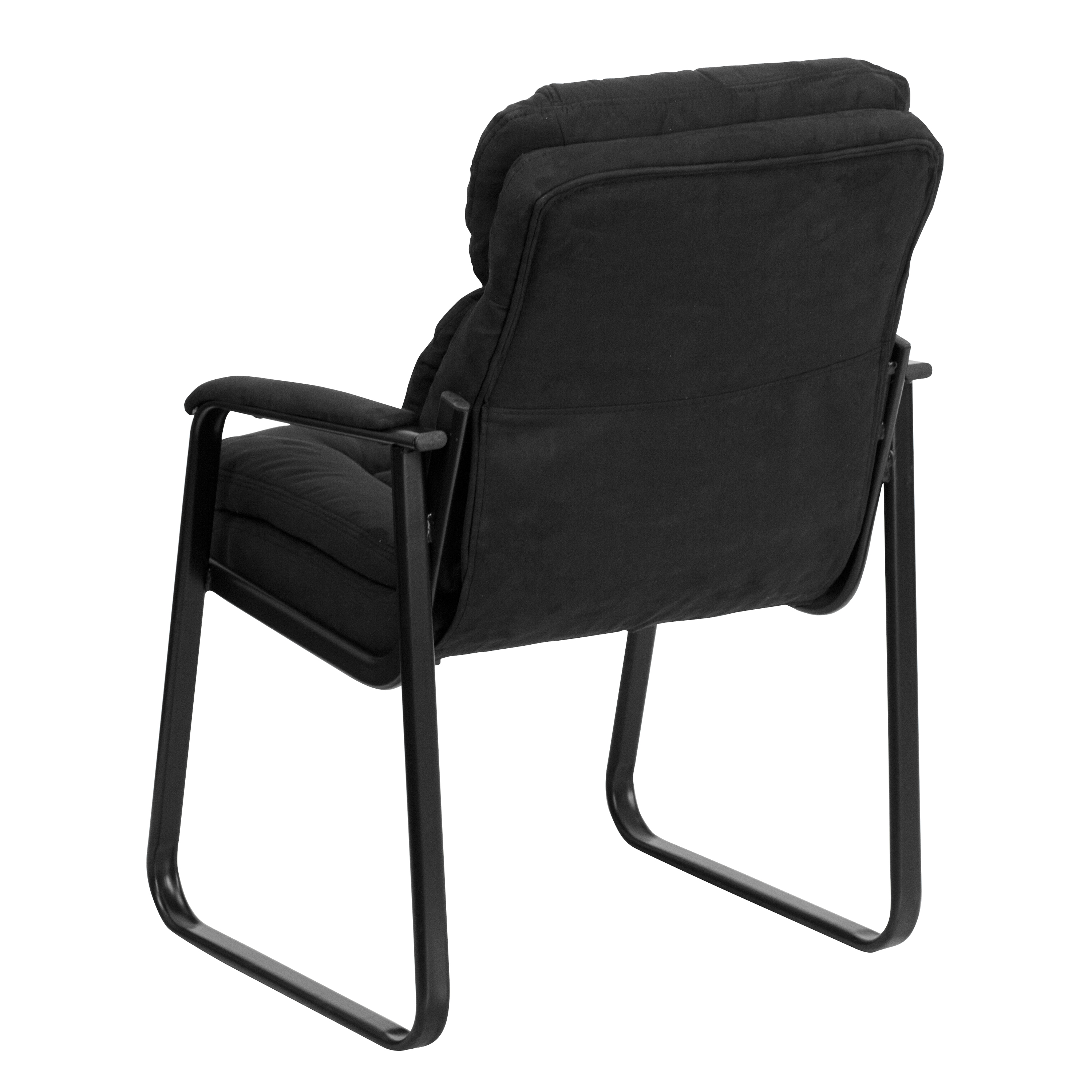 Flash Furniture Isla Black Microfiber Executive Side Reception Chair with Lumbar Support and Sled Base - image 4 of 6