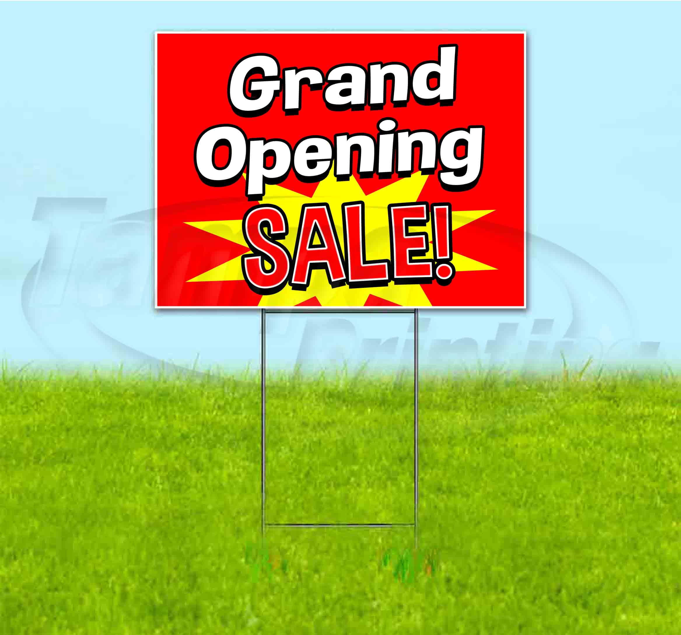 Grand Opening Sale (18" x 24") Yard Sign, Includes Metal Step Stake
