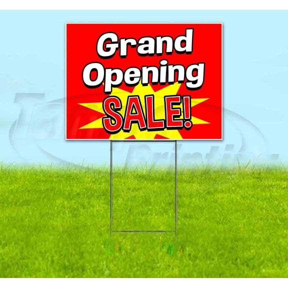 Grand Opening Sale (18" x 24") Yard Sign, Includes Metal Step Stake