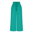 thumbnail image 6 of WCMZJ Linen Palazzo Pants for Women Dressy Summer Wide Leg Flowy Pants Boho Linen Beach Trousers with Pockets Green M, 6 of 8