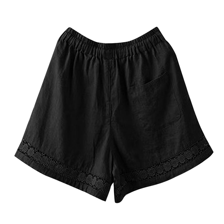 Weikingp Linen Shorts For Women，Wide Leg Shorts For Women Baggy
