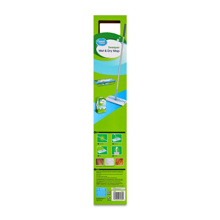 Great Value Wet & Dry Mop Sweeper Kit, includes 1 mop, 10 refills