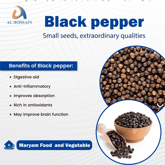 Al Hossain Natural Guatemalan Black Pepper – 250g (8.8oz / 0.55lb) – Whole Black Peppercorns with Bold Flavor & Aroma – Perfect for Cooking, Seasoning, and Spicy Dishes – Non-GMO & Natural