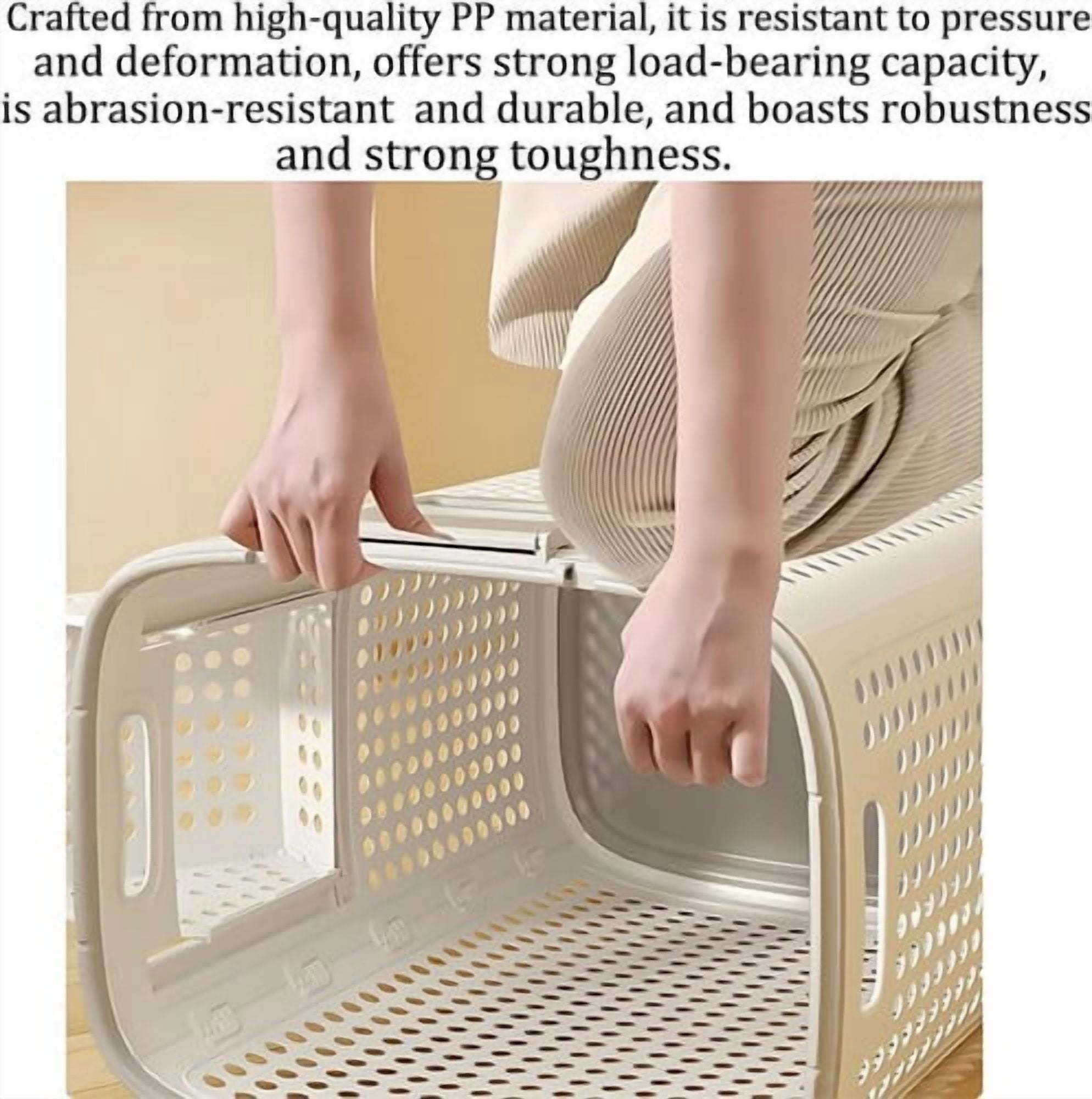 ShadeMart 58L Laundry Basket, Ventilated PP Plastic Clothes Hamper with Dual Handles ( No Lid / Wheels )