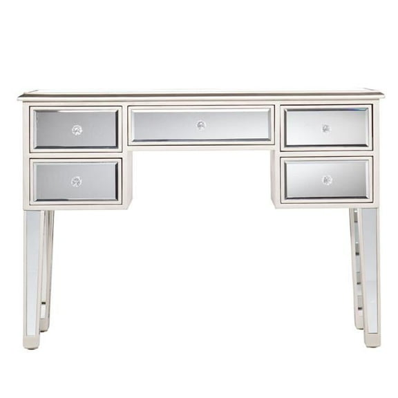 43 in. Silver Mirrored Glass Console Table with Storage