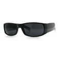 thumbnail image 5 of Mens Narrow Rectangle Cholo Gangster All Black Plastic Sunglasses Black Blue Bandana Arm - Black, 5 of 7