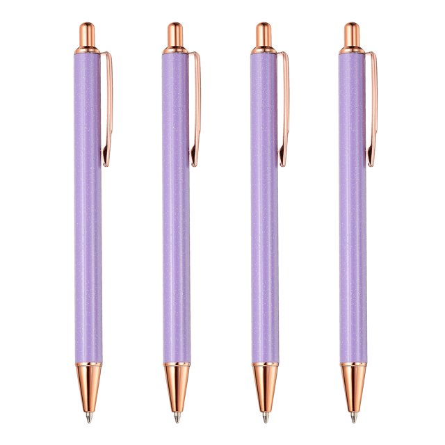 Metal Ballpoint Pen, Retractable Pens Black Ink Stylish for Women Gift Teacher Office Note Taking Journaling Style 2 Purple