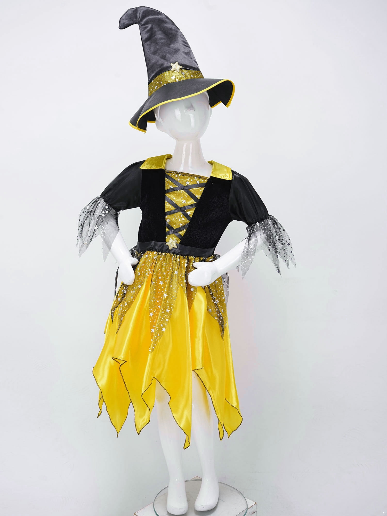 Alvivi Girls Classic Witch Outfit Gothic Sorceress Dress with