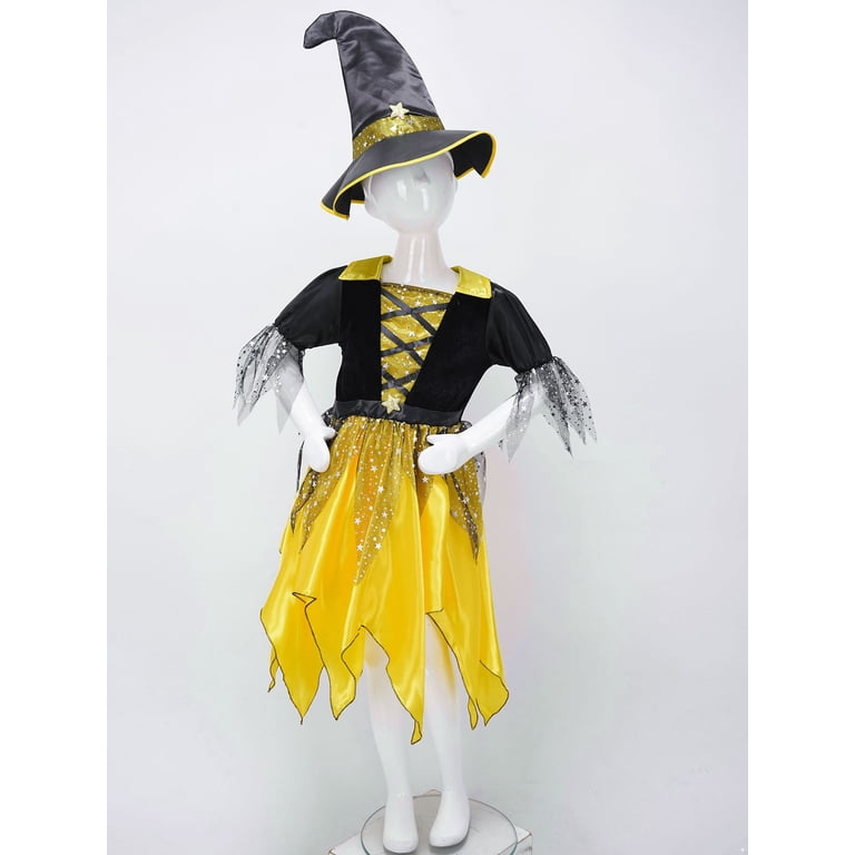 Alvivi Girls Classic Witch Outfit Gothic Sorceress Dress with
