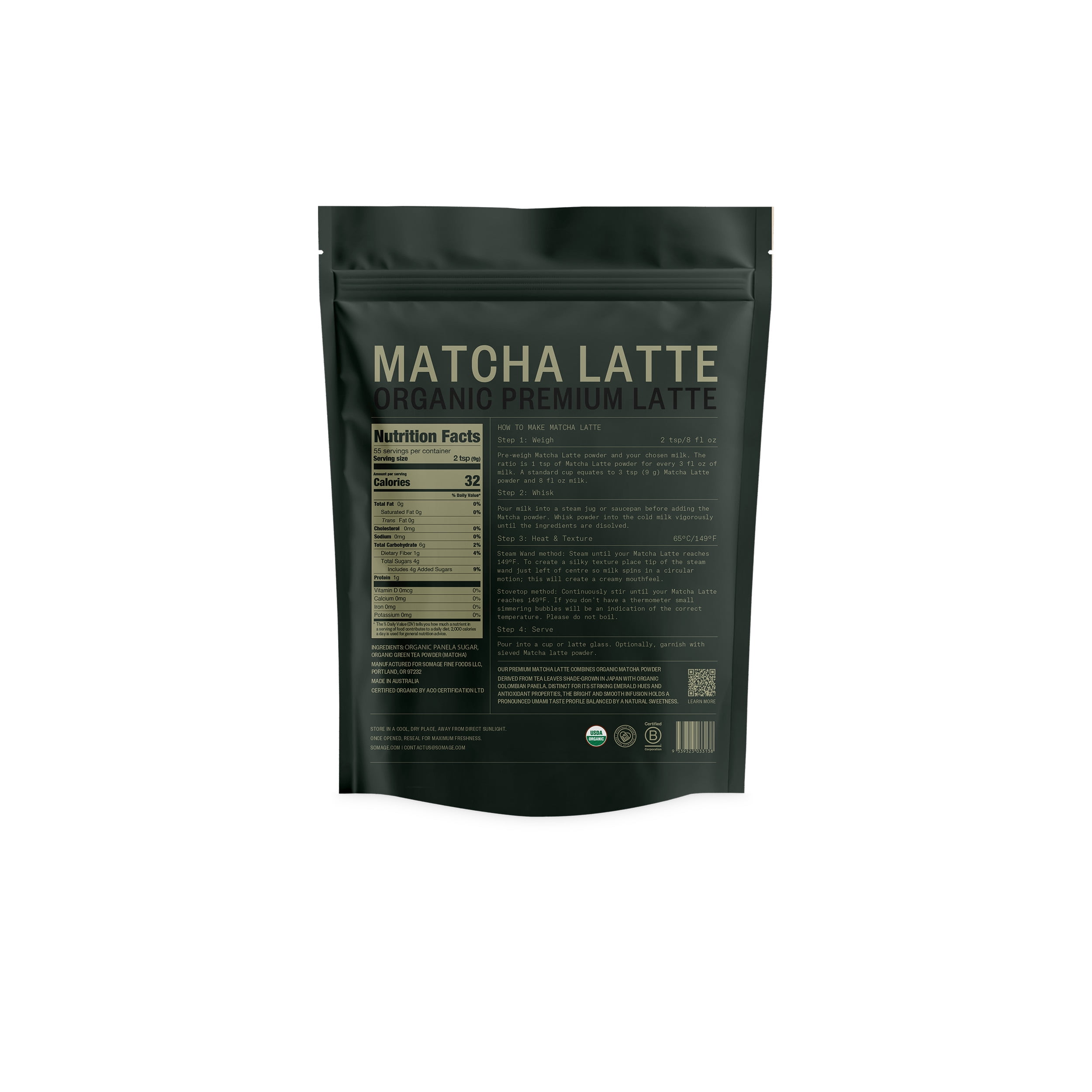 CHAMELLIA Green Tea Matcha Latte (17.7oz / 500g)