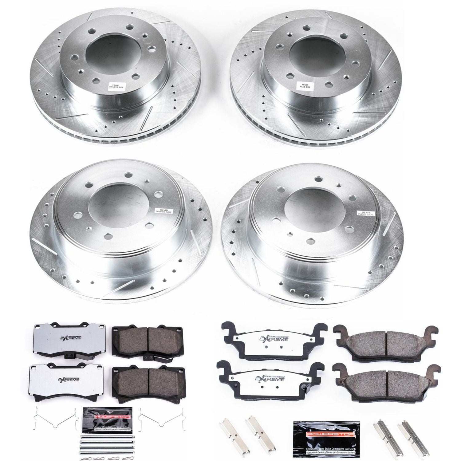 PowerStop Front and Rear Z36 Truck & Tow Carbon-Fiber Ceramic Brake Pad and Drilled and Slotted Rotor Kit Fits: HUMMER Select Models K2820-36