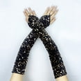 thumbnail image 2 of Fgnfyis Velvet Glamour Fingerless Gloves for Women Shine Stage Performance Carnival Party Evening Wear Gold, 2 of 3