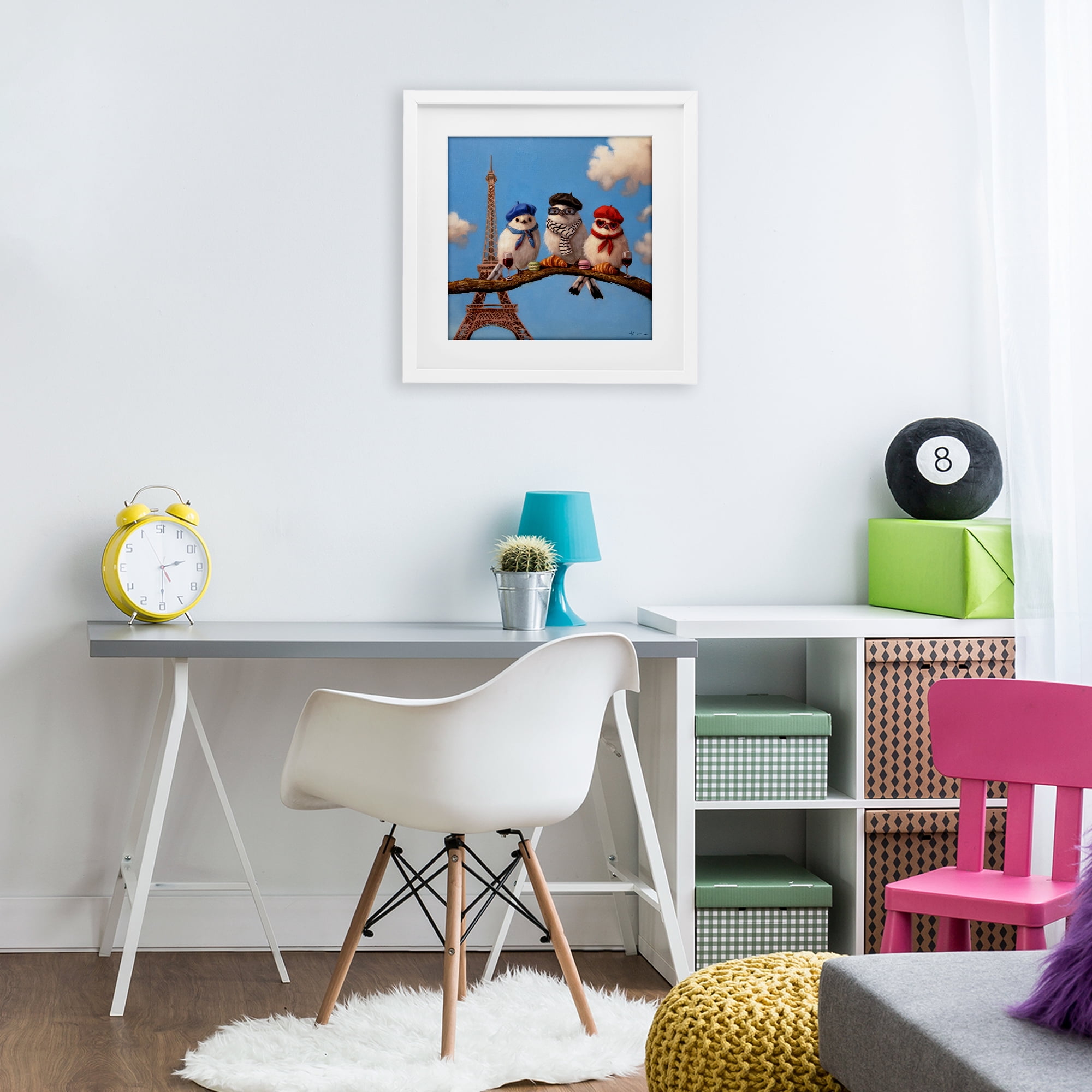 Stupell Industries Parisian Chic Birds in Paris White Framed Print Under Glass, design by Lucia Heffernan