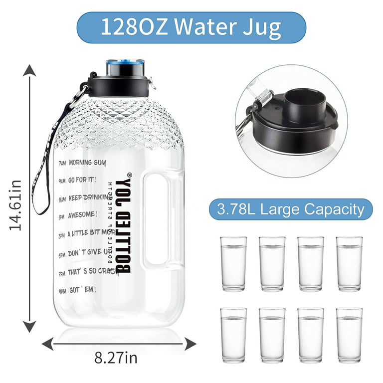 1 Gallon Water Bottle Sport For Large Outdoor Jug Camping Portable Travel  Drinking Plastic Tour Bottled Joy Water Bottles