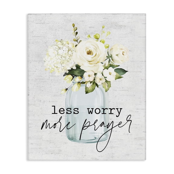 Stupell Industries Shabby Chic Less Worry More Prayer Florals Canvas Art, 16 x 20, by Lettered and Lined