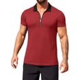 thumbnail image 5 of Avirosel Men's Solid Color Color Blocking Zipper Sports Shirt, Lightweight Breathable Fabric for Casual Outdoor Exercise, 5 of 9