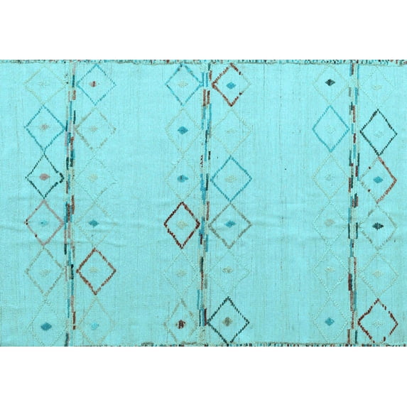 Ahgly Company Indoor Rectangle Solid Light Blue Modern Area Rugs, 4' x 6'