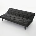 thumbnail image 2 of Pouseayar Futon Sofa Bed, 66" Sleeper Sofa, Loveseat, Velvet Couches for Living Room, Bedroom, Black, 2 of 7