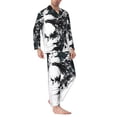 thumbnail image 2 of Fotbe Abstract Eagle Ink Pattern Long Sleeve Pajama Set for Men,Sleepwear Set,2-piece Loungewear Set,Soft PJs Comfy Nightwear with Pockets-Large, 2 of 7