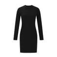 thumbnail image 3 of Oplxuo Women's Long Sleeve Pullover Sweater Dress, Sexy Slim Fitted Crew Neck Casual Ribbed Knit Bodycon Dresses, 3 of 5