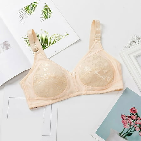 Special Price: Bras  sujetadores  Middle-aged And Elderly Women s Underwear Without Steel Ring And Sponge Thin Breathable Bra Large Size And Large Cup Mother s Bra SOPATENOR Beige XL