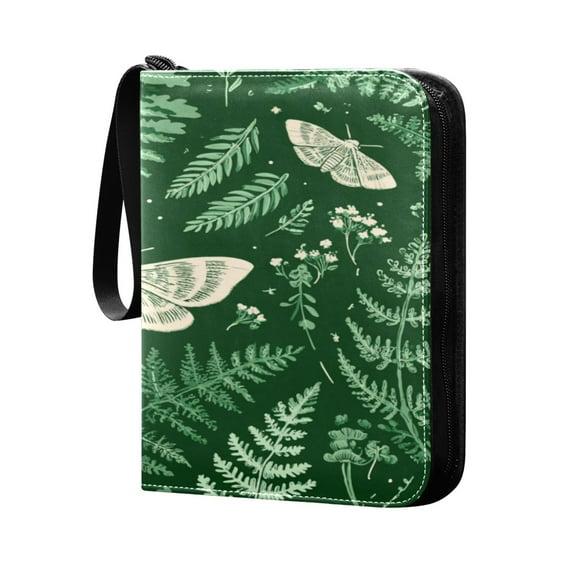 4 Pocket Card Binder with 50-page sleeve can hold 400 game cards Green Ferns and Moths