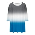 thumbnail image 6 of Ruimatai Women's Plus Size T-Shirt Casual Gradient Blouse Round Neck Three Quarter Sleeve Soft Polyester Top for Home Office Vacation, 6 of 6
