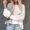 Beige, variant on Goodtrade8 Sweaters for Women Cropped Color Block Crew Neck Textured Casual Long Sleeve Sweater Tops for Women