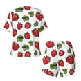 thumbnail image 6 of "Wukai Hand Drawn Strawberry Women's Pajama Set - Short-Sleeve Top and Shorts with Elastic Waistband and Pockets for Loungewear, Yoga, and Casual Wear-Medium, 6 of 8