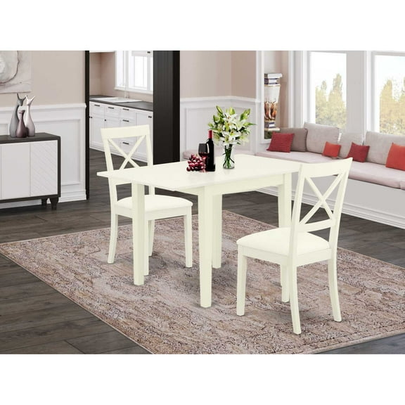 East West Furniture Dining Room Set Linen White, NDBO3-LWH-LC