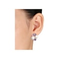 thumbnail image 2 of White Freshwater Cultured Pearl with Amethyst, Created Pink and Created Synthetic White Sapphire Cluster Earrings Sterling Silver for Women, 2 of 5